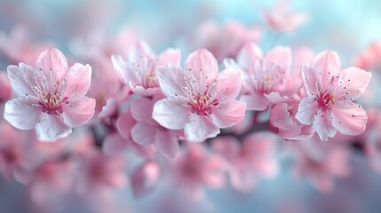 Obraz premium Cherry blossoms in full bloom evoke the beauty and serenity of springtime perfect for tranquil and elegant backgrounds and nature-themed designs Background Illustration, Bright color tones, ,