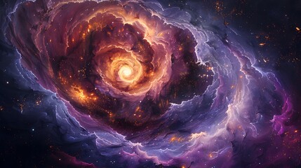 A colorful spiral galaxy with a bright yellow center - generative AI