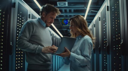 The technicians in data center