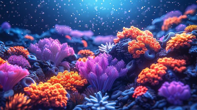 Colorful underwater corals showcase the stunning beauty of underwater ecosystems with vibrant corals and marine life perfect for aquatic-themed backgrounds Background Illustration, Bright color