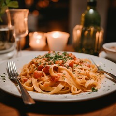 A romantic Italian pasta dinner
