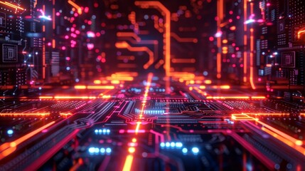 Obraz premium Neon Networks Illuminating the Future Grid