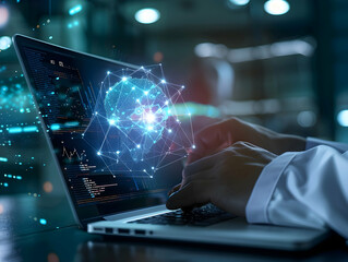 Advanced Medical Technology, Disease and clinical analysis, Medical science and biotechnology, Healthcare and medical doctor working, Virtual research of patient report, Advance research