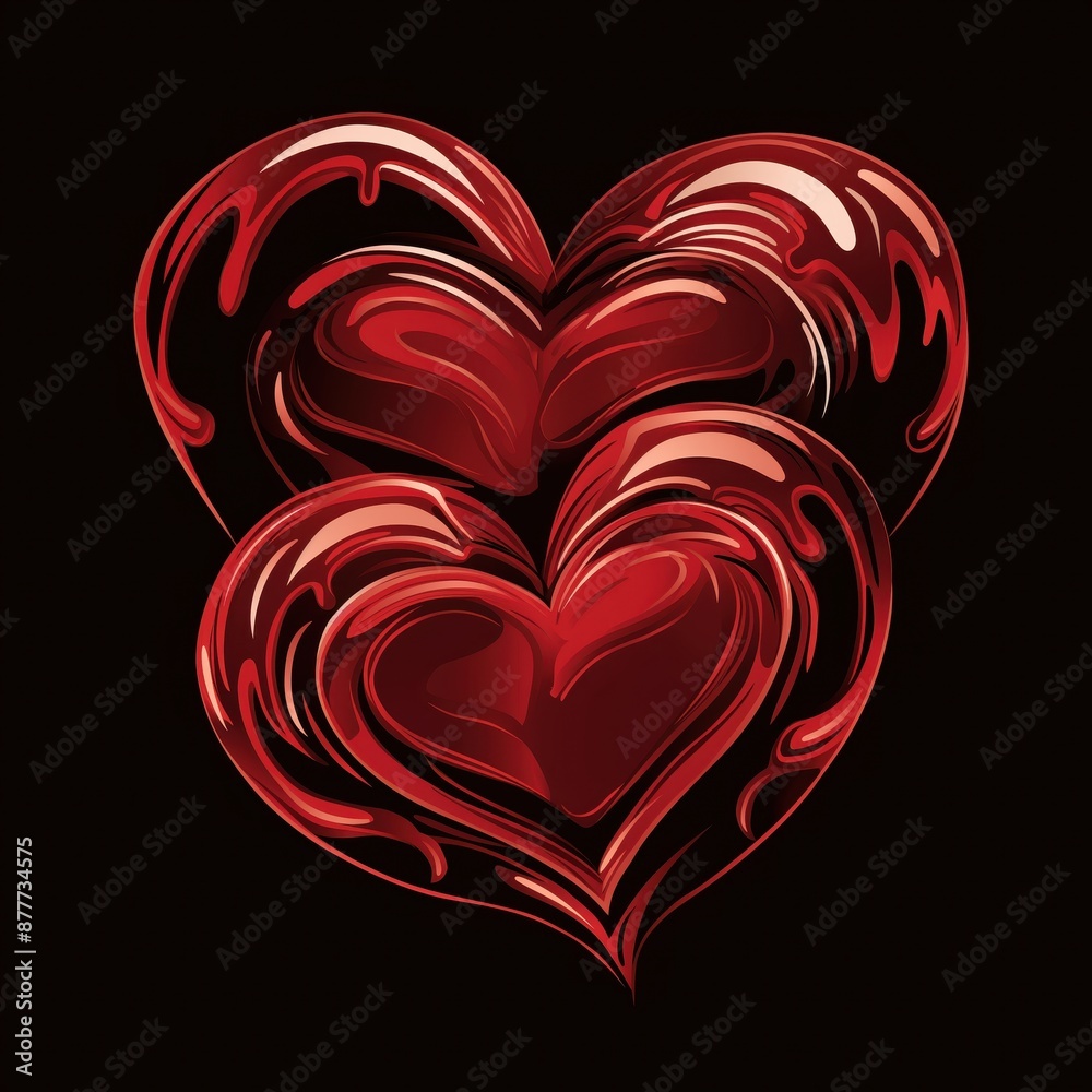 Poster two hearts on a black background