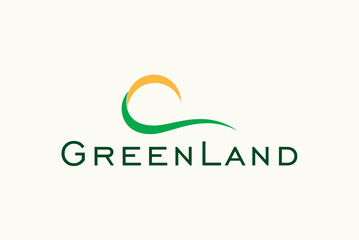 Green Land nature sun logo design business name ideas vector image editable 