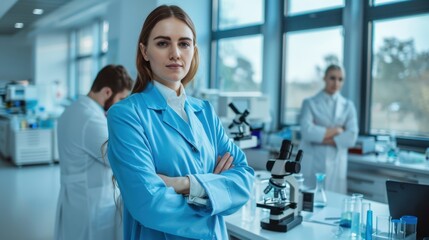 Obraz premium A Scientist in Blue Lab Coat