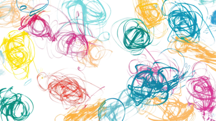 Hand drawn colorful scribble wax on a transparent background