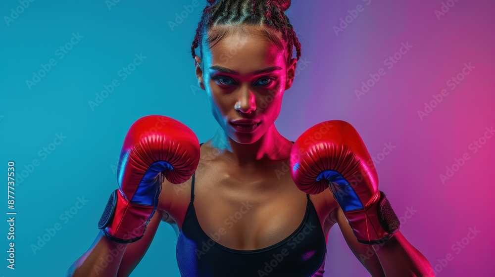 Wall mural Woman in Boxing Gloves