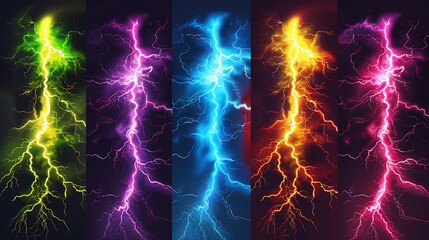 Set of colorful electricity isolated on withe background.