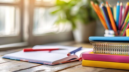 School Books on Desk