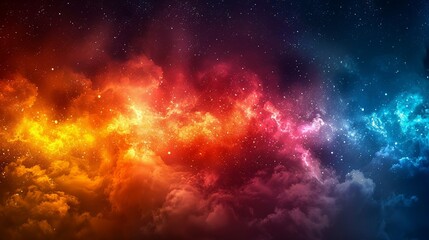 Naklejka premium Rainbow horizon creates a magical and colorful view with a spectrum of colors blending in the distance perfect for enchanting and vibrant backgrounds Background Illustration, Bright color tones, ,