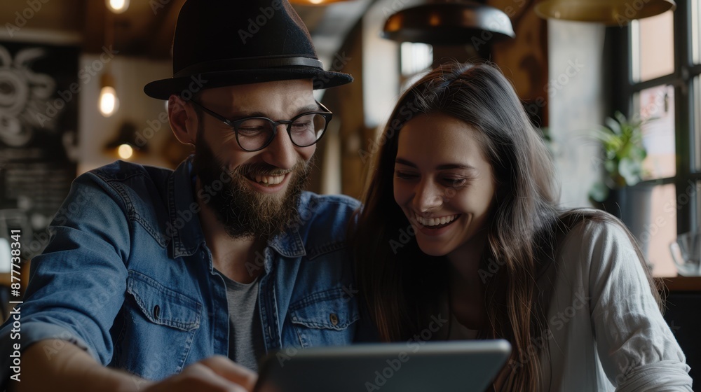 Poster the couple using tablet