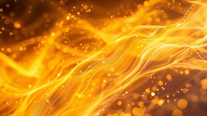 A stunning abstract image featuring yellow and orange waves with streaks and circles