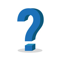Question mark icon. Blue 3D design. Flat shadow style. Vector illustration. 