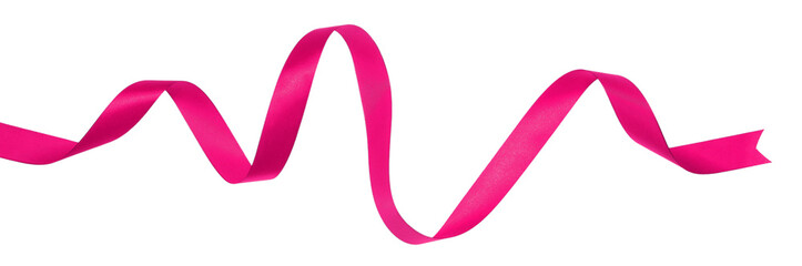 One pink satin ribbon isolated on white