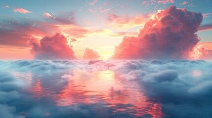 Fototapeta premium Pastel morning mist creates a tranquil and ethereal atmosphere with soft hues blending seamlessly perfect for serene and calming backgrounds Background Illustration, Bright color tones, , Minimalism,