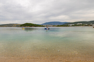 Scenic views of Ksamil on the Albanian Riviera along the southern coast of the Ionian Sea