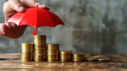 The hand and red umbrella