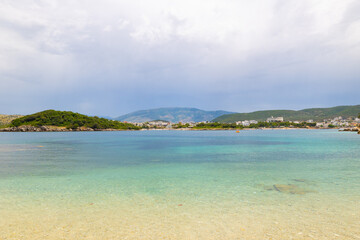 Scenic views of Ksamil on the Albanian Riviera along the southern coast of the Ionian Sea