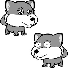 wolf cartoon kawaii expression pack collection in vector format