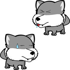 wolf cartoon kawaii expression pack collection in vector format