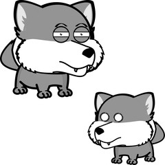 wolf cartoon kawaii expression pack collection in vector format