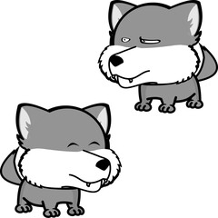 wolf cartoon kawaii expression pack collection in vector format
