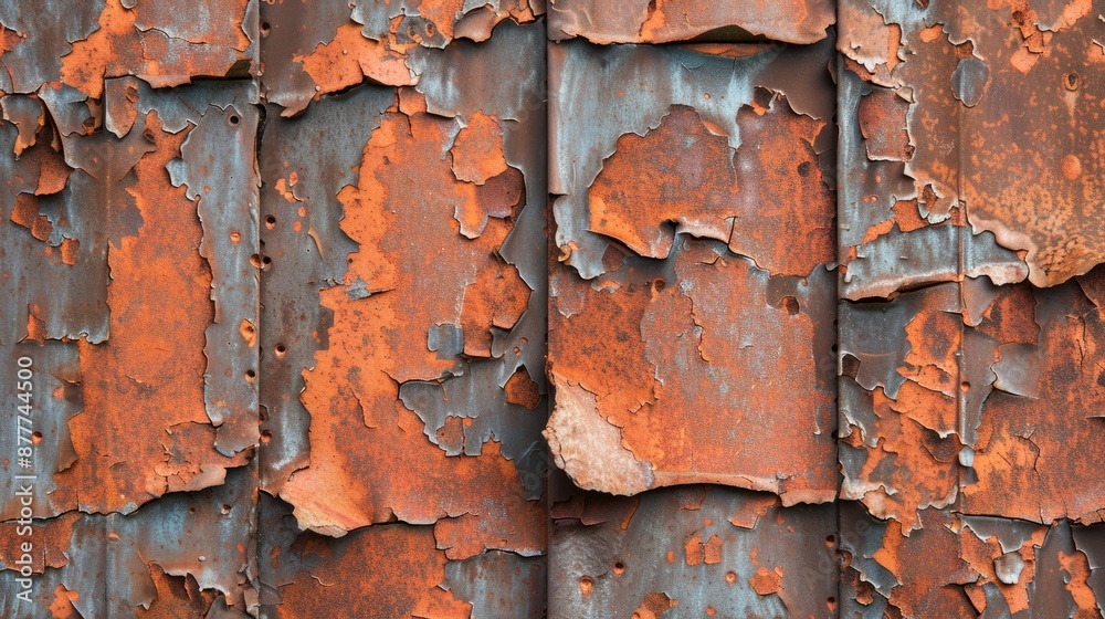 Sticker rusty metal background with peeling paint anti rust paint idea