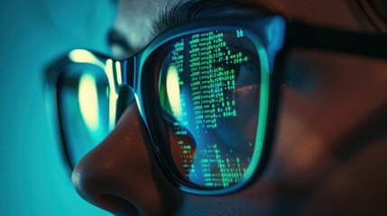 The codes in glasses reflection