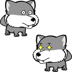 wolf cartoon kawaii expression pack collection in vector format