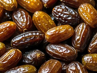 dates close up. date palm background. Date palm on a traditional craftsman market.Horizontal image.