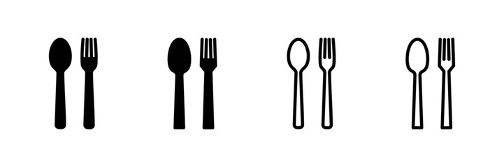 Fork, Spoon, and Knife isolated on white background. Restaurant icon. food icon. Eat. Cutlery icon.