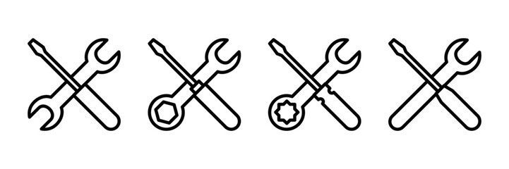 Repair icon vector isolated on white background. Wrench and screwdriver icon. settings vector icon. Maintenance. tools