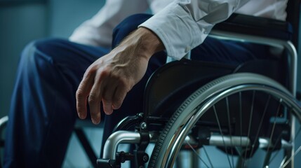 Obraz premium The Hand on Wheelchair