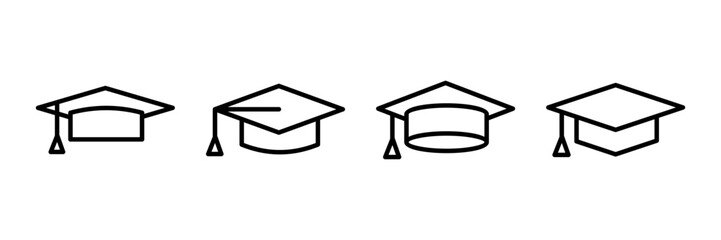 Education icon vector isolated on white background. Graduation cap icon. Graduate. Students cap