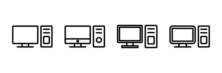 Computer icon vector isolated on white background. PC Icon vector. Computer monitor icon. Flat PC symbol