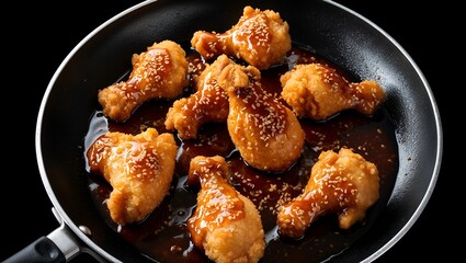 Sesame Chicken - Fried chicken pieces coated in a sweet sesame sauce.