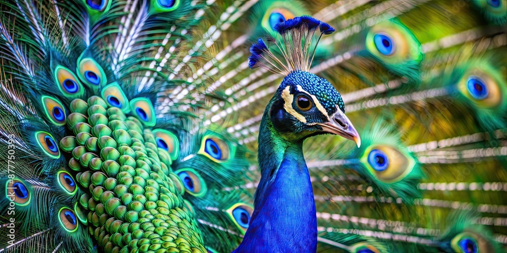 Canvas Prints Peacock with vibrant green and blue feathers, peacock, bird, colorful, vibrant, feathers, green, blue, wildlife, nature