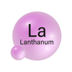Lanthanum element icon. Pink gradient spheres. Vector chemistry symbol. Shiny reflective design.