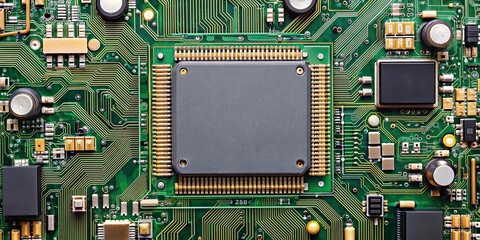 Printed circuit board with electronic components, technology, hardware, electronics, soldering, computer