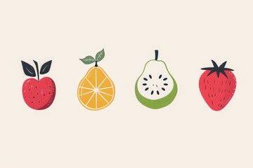 fruit illustrations with clean lines
