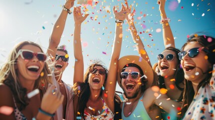 The Group Celebrating Outdoors