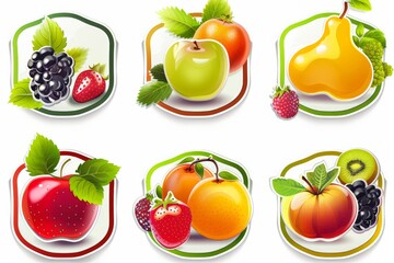 fruit vector labels and stickers