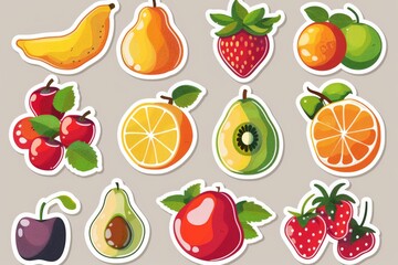 fruit vector labels and stickers