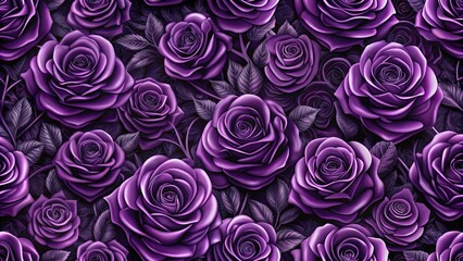 Horizontal seamless pattern of dark purple roses in modern gothic style, roses, dark purple, horizontal, seamless, pattern