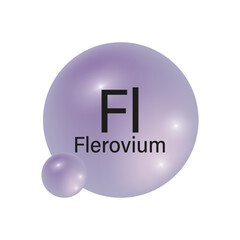 Flerovium element symbol. Purple gradient spheres. Vector chemistry icon. Smooth metallic finish.