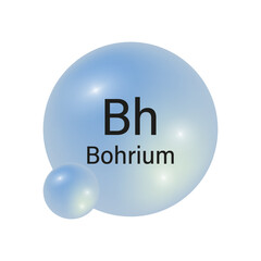 Bohrium element icon. Blue gradient sphere. Atomic symbol Bh. Vector illustration.