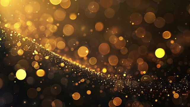 Golden christmas particles and sprinkles for a holiday celebration like christmas or new year. Shiny golden lights. Wallpaper background for ads or gifts wrap and web design 