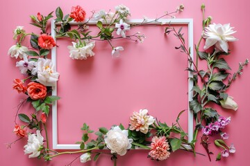 Fototapeta premium Floral framed card 