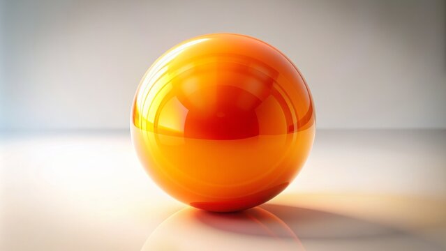 3D Rendering Of A Glossy Orange Sphere On A White Background.